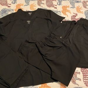Black scrubstar scrubs 2 tops and 3 pants